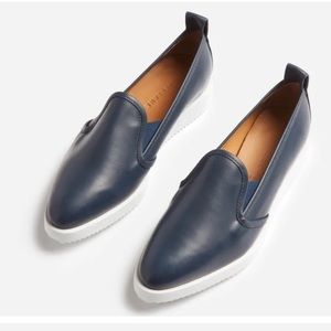 Everlane Navy Leather Street Slip on Sneaker Shoe Size 8